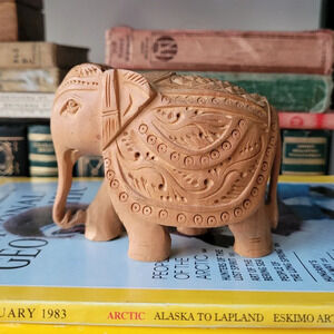 Carved Ornate Wooden Asian Elephant
